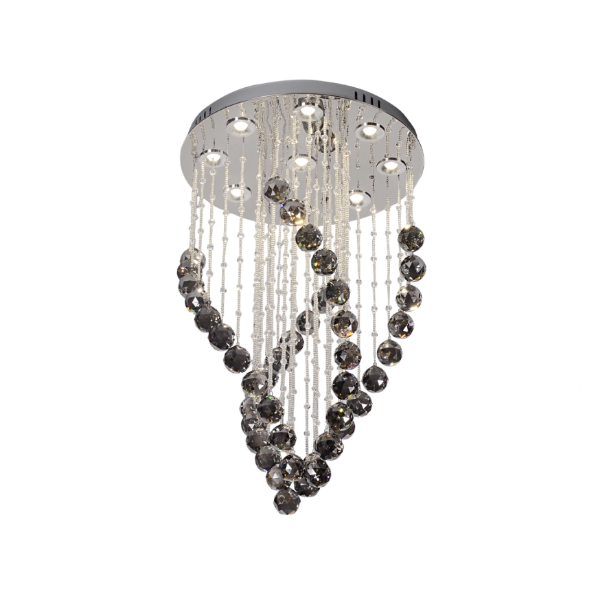 LED Křišťálové stropní svítidlo NAURU LED/30W/230V pr. 40 cm lesklý chrom/černá + dálkové ovládání