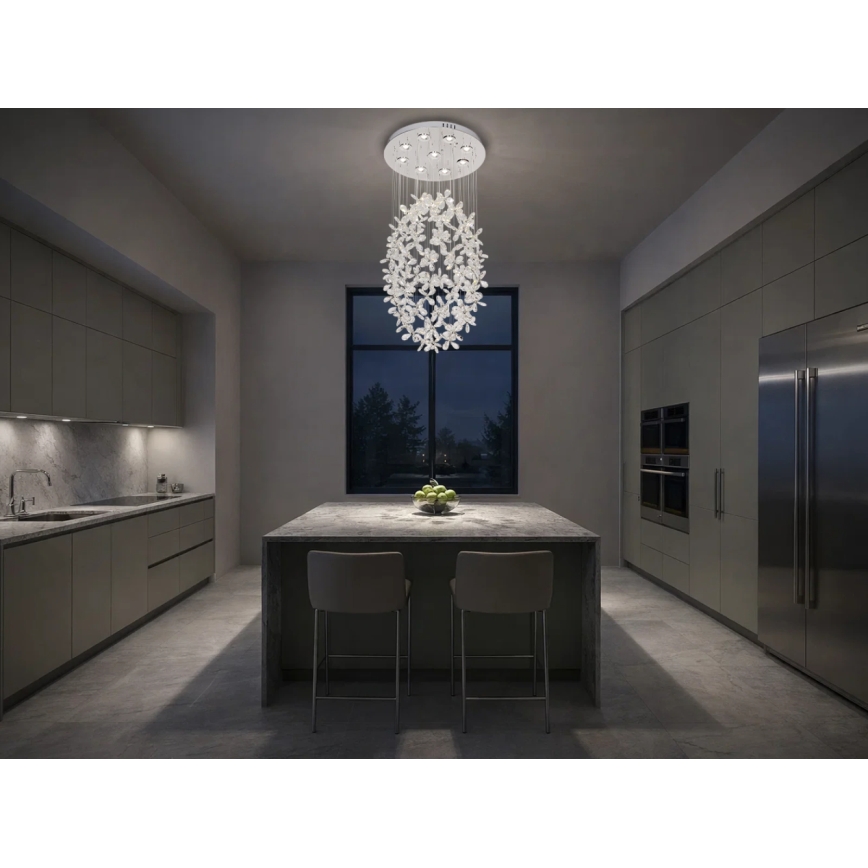 LED Křišťálové stropní svítidlo SAMOA LED/30W/230V pr. 40 cm lesklý chrom + dálkové ovládání
