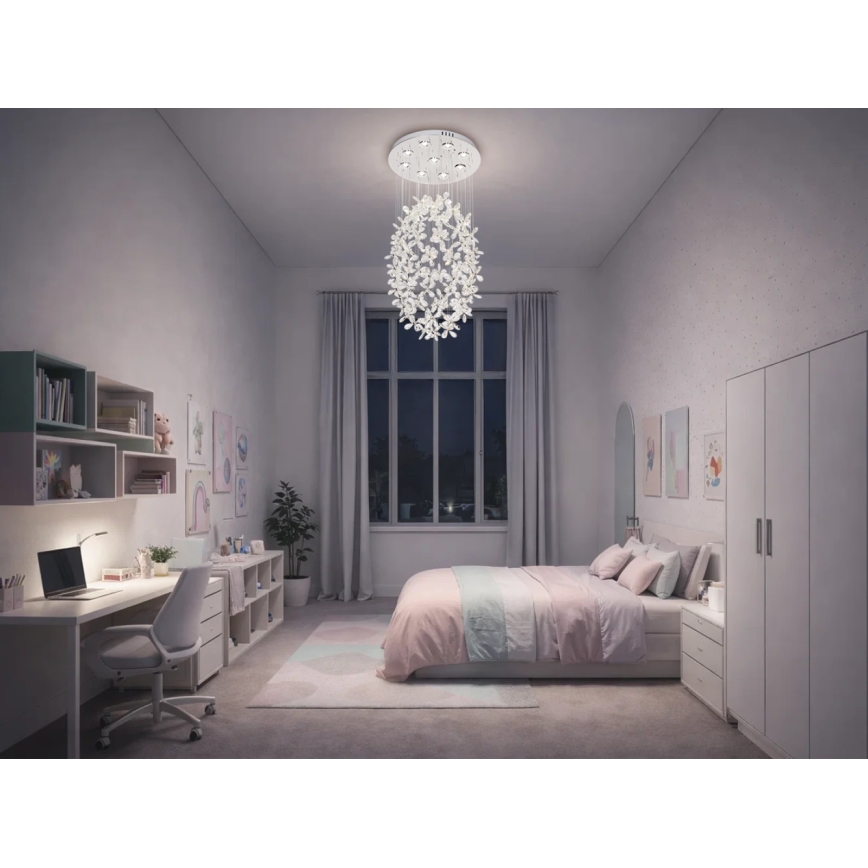 LED Křišťálové stropní svítidlo SAMOA LED/30W/230V pr. 40 cm lesklý chrom + dálkové ovládání