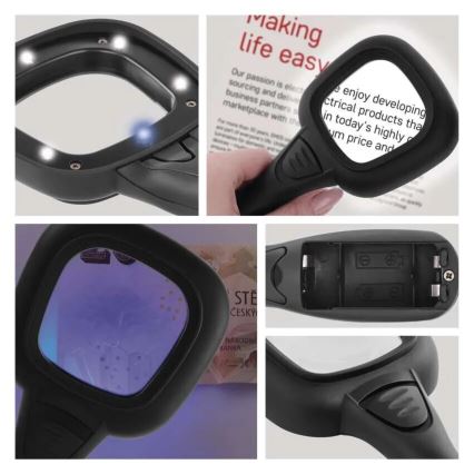 LED Lupa 2,5xZOOM s podsvícením a UV světlem LED/UV/2xAAA