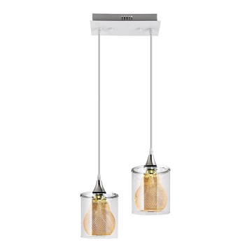 LED Lustr na lanku 2xLED/5W/230V bílá/čirá