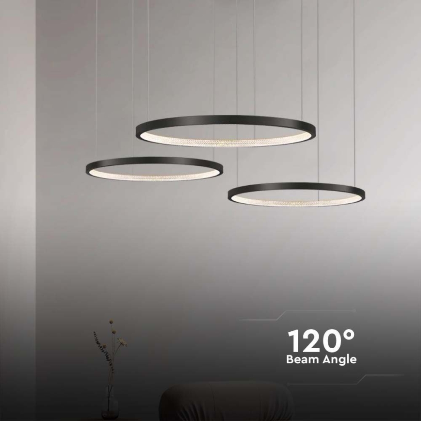 LED Lustr na lanku 3xLED/19W/230V 4000K černá