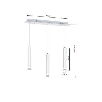 LED Lustr na lanku ALBA 3xLED/15W/230V bílá