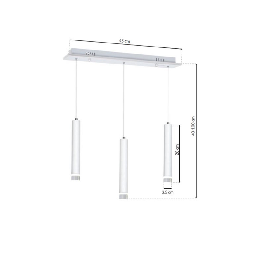 LED Lustr na lanku ALBA 3xLED/15W/230V bílá