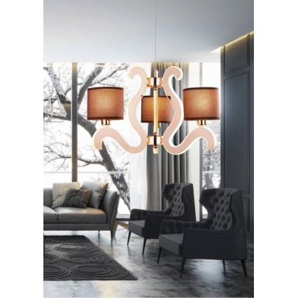 LED Lustr na lanku AMBROSIA 3xE14/40W/230V + LED/18,4W měděná