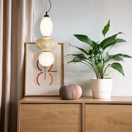 LED Lustr na lanku ASCOLI LED/18W/230V pr. 20 cm béžová