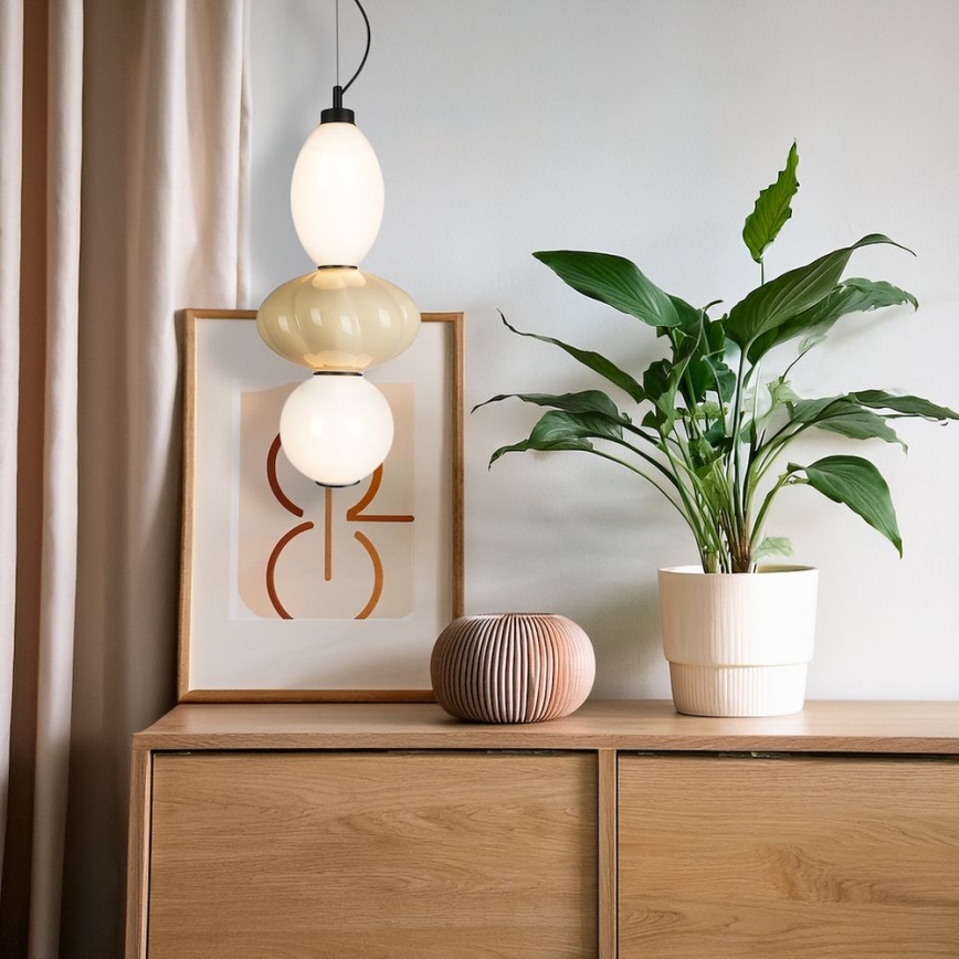 LED Lustr na lanku ASCOLI LED/18W/230V pr. 20 cm béžová