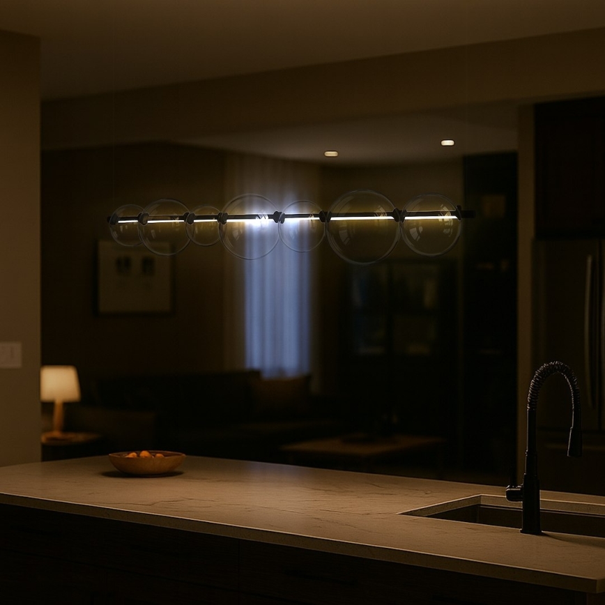 LED Lustr na lanku ATOLA LED/19W/230V černá/čirá