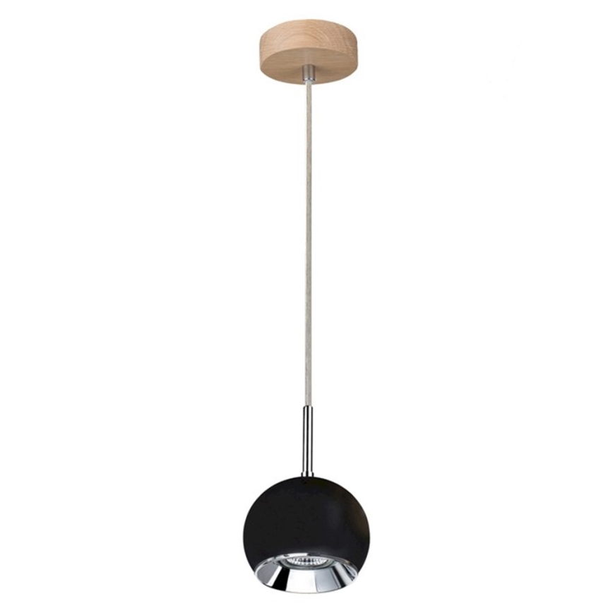 LED Lustr na lanku BALL WOOD 1xGU10/5W/230V matný dub – FSC certifikováno