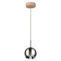 LED Lustr na lanku BALL WOOD 1xGU10/5W/230V matný dub