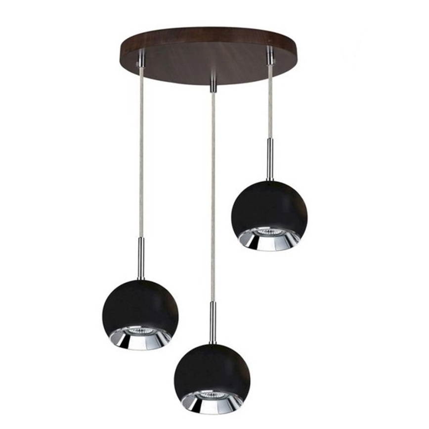LED Lustr na lanku BALL WOOD 3xGU10/5W/230V buk