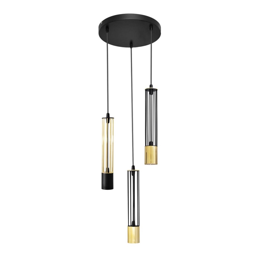 LED Lustr na lanku BARS 3xGU10/4,8W/230V černá/zlatá