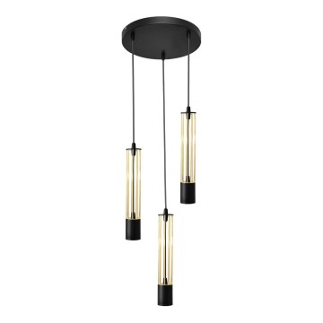 LED Lustr na lanku BARS 3xGU10/4,8W/230V černá/zlatá