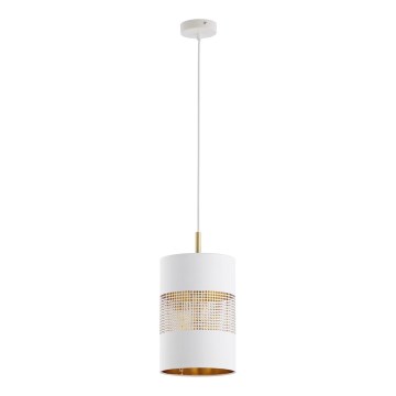 LED Lustr na lanku BOGART 1xE27/15W/230V bílá/zlatá