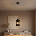 LED Lustr na lanku BOGART 1xE27/15W/230V černá/zlatá