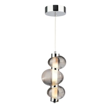 LED Lustr na lanku BOLLA LED/12W/230V pr. 16 cm lesklý chrom/kouřová šedá