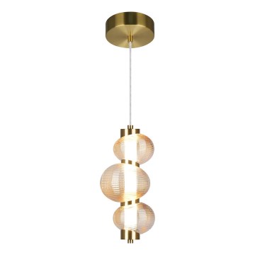 LED Lustr na lanku BOLLA LED/12W/230V pr. 16 cm zlatá/kouřová béžová