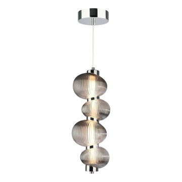 LED Lustr na lanku BOLLA LED/17W/230V pr. 16 cm lesklý chrom/kouřová šedá