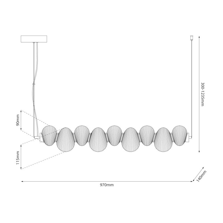 LED Lustr na lanku BOLLA LED/32W/230V lesklý chrom/kouřová šedá