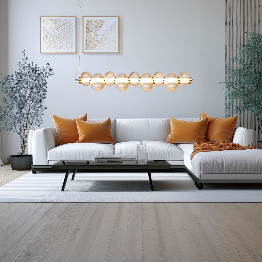 LED Lustr na lanku BOLLA LED/32W/230V zlatá/kouřová béžová