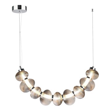 LED Lustr na lanku BOLLA LED/36W/230V lesklý chrom/kouřová šedá