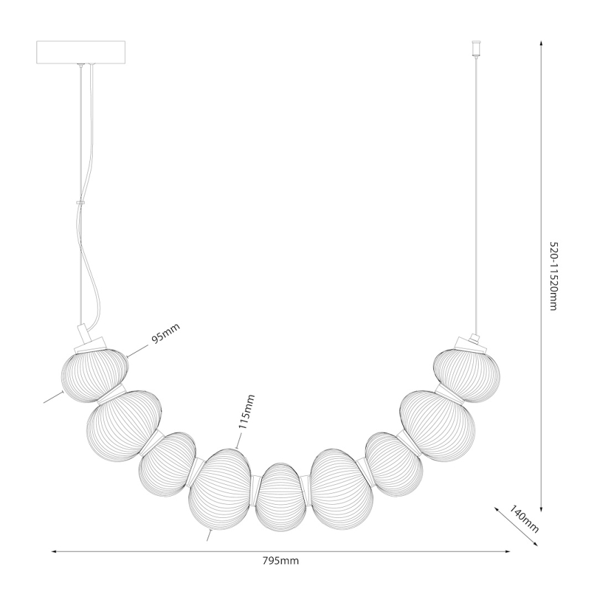 LED Lustr na lanku BOLLA LED/36W/230V lesklý chrom/kouřová šedá