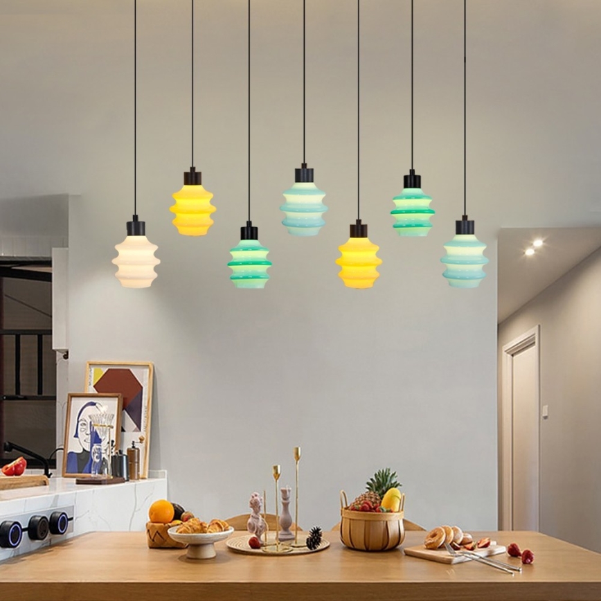 LED Lustr na lanku CACTUS 7xLED/2,8W/230V 3000K zelená/žlutá/bílá