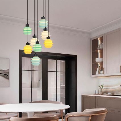 LED Lustr na lanku CACTUS 8xLED/2,8W/230V 3000K zelená/žlutá/bílá