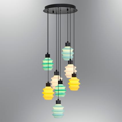 LED Lustr na lanku CACTUS 8xLED/2,8W/230V 3000K zelená/žlutá/bílá