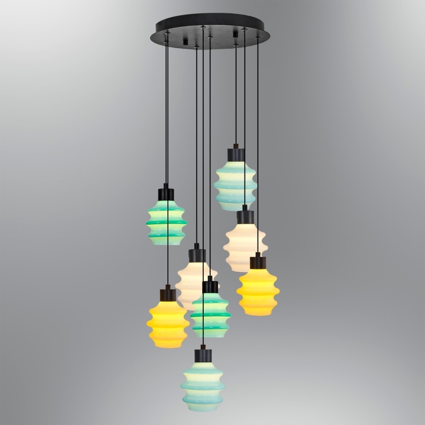 LED Lustr na lanku CACTUS 8xLED/2,8W/230V 3000K zelená/žlutá/bílá