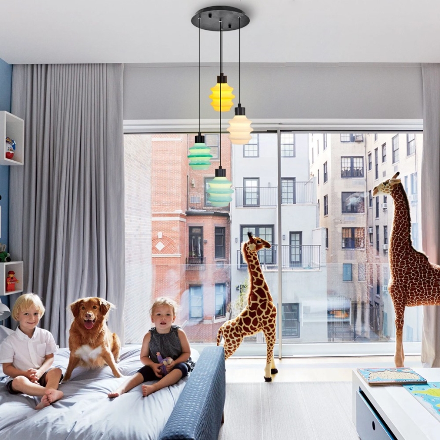 LED Lustr na lanku CACTUS LED/12W/230V 3000K zelená/žlutá/bílá