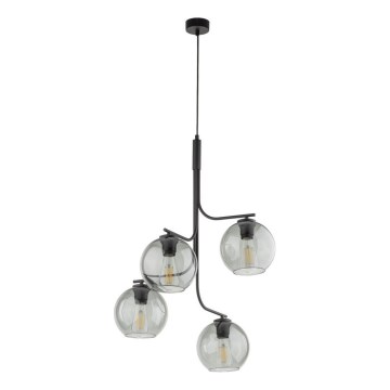 LED Lustr na lanku CESAR 4xE27/15W/230V černá/kouřová šedá