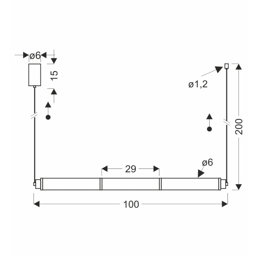 LED Lustr na lanku CORTE LED/25W/230V černá