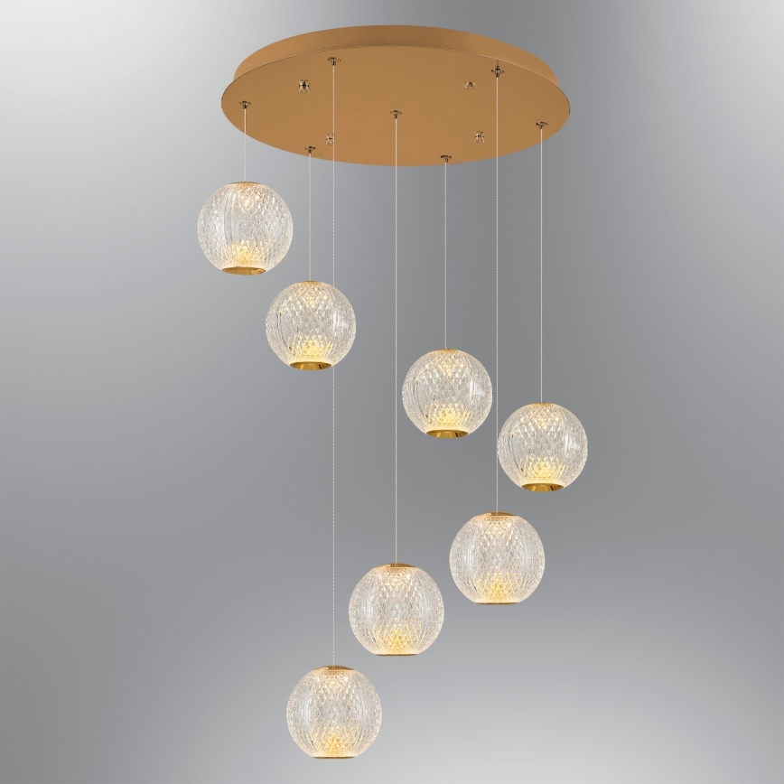 LED Lustr na lanku CREMONA 7xLED/5W/230V 3000K zlatá