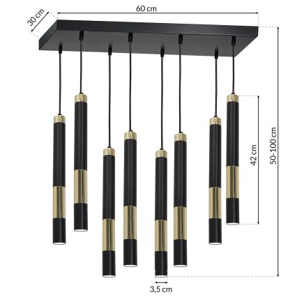 LED Lustr na lanku DALLAS 8xGU10/3W/230V