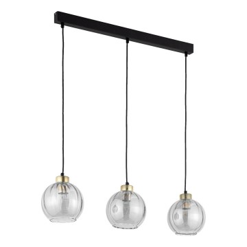 LED Lustr na lanku DEVI 3xE27/15W/230V černá/kouřová