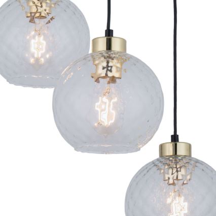 LED Lustr na lanku DEVON 3xE27/15W/230V černá/čirá