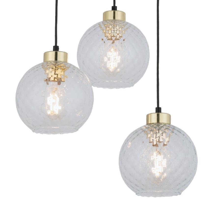 LED Lustr na lanku DEVON 3xE27/15W/230V černá/čirá