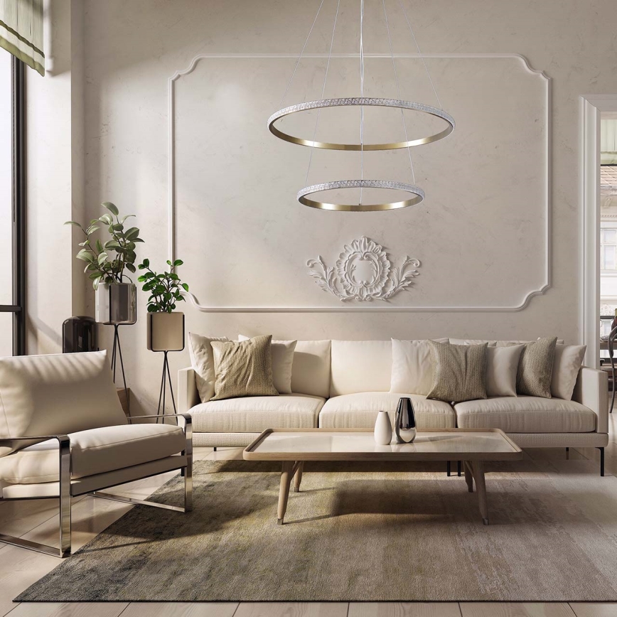 LED Lustr na lanku DIANA LED/44W/230V 4000K pr. 59 cm zlatá