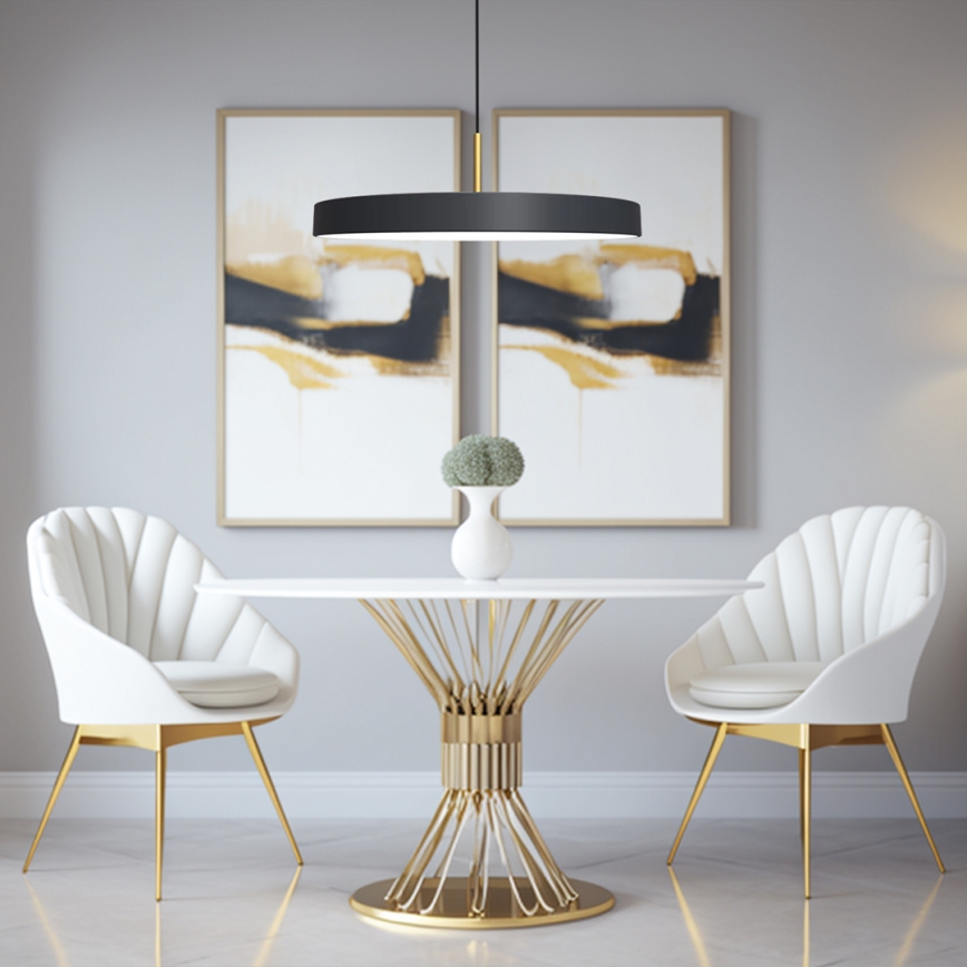 LED Lustr na lanku DISC LED/38W/230V pr. 45 cm černá