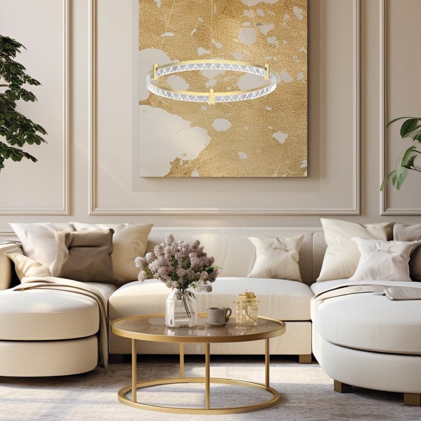 LED Lustr na lanku ELEGANCE LED/36W/230V pr. 60 cm zlatá