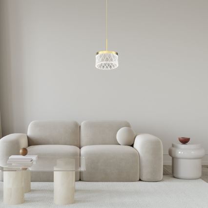 LED Lustr na lanku ELEGANCE LED/9W/230V pr. 15 cm zlatá