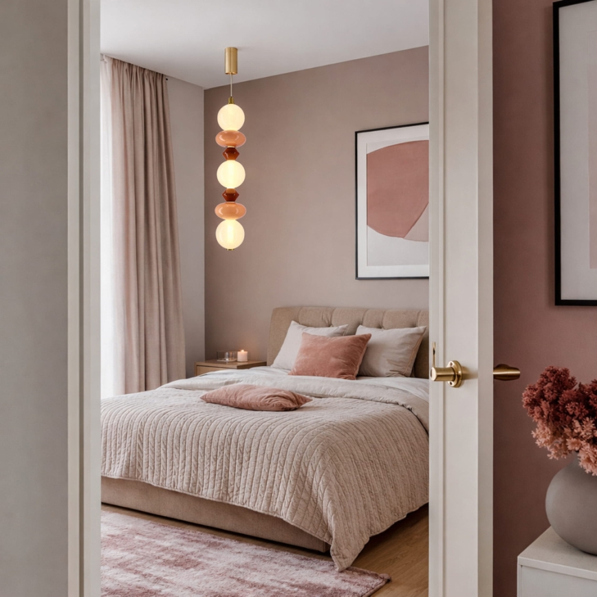 LED Lustr na lanku FLORES LED/20W/230V zlatá/oranžová/hnědá