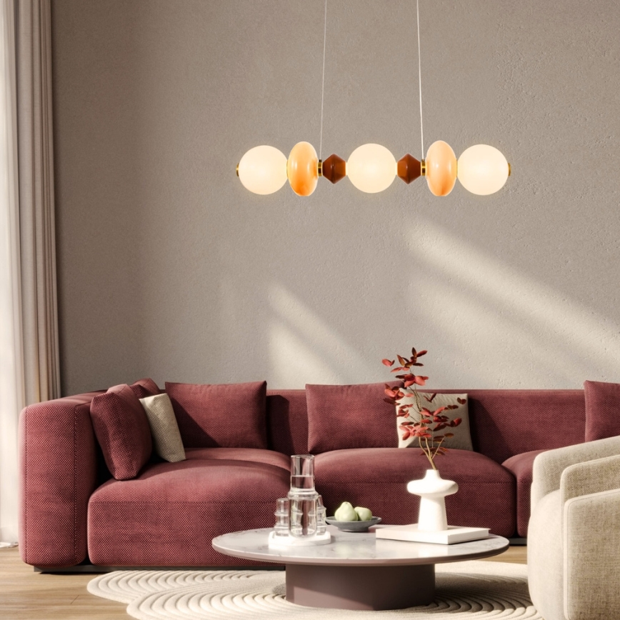 LED Lustr na lanku FLORES LED/20W/230V zlatá/oranžová/hnědá