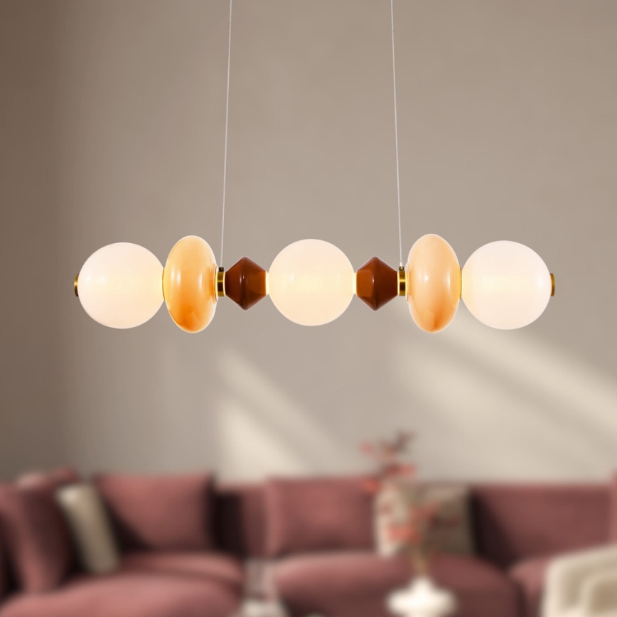 LED Lustr na lanku FLORES LED/20W/230V zlatá/oranžová/hnědá