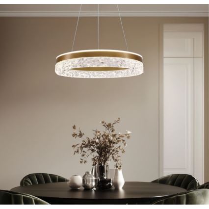 LED Lustr na lanku FROZI LED/32W/230V pr. 50 cm zlatá