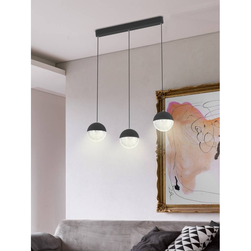LED Lustr na lanku FURNI 3xLED/5W/230V černá