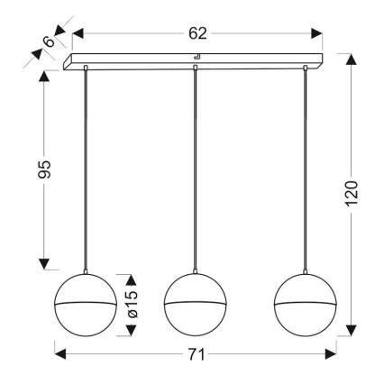 LED Lustr na lanku FURNI 3xLED/5W/230V černá