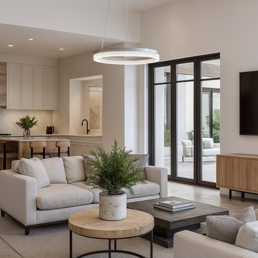 LED Lustr na lanku GALA LED/25W/230V pr. 50 cm stříbrná