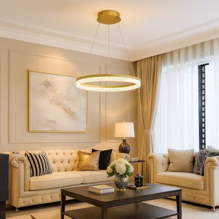 LED Lustr na lanku GALA LED/25W/230V pr. 50 cm zlatá